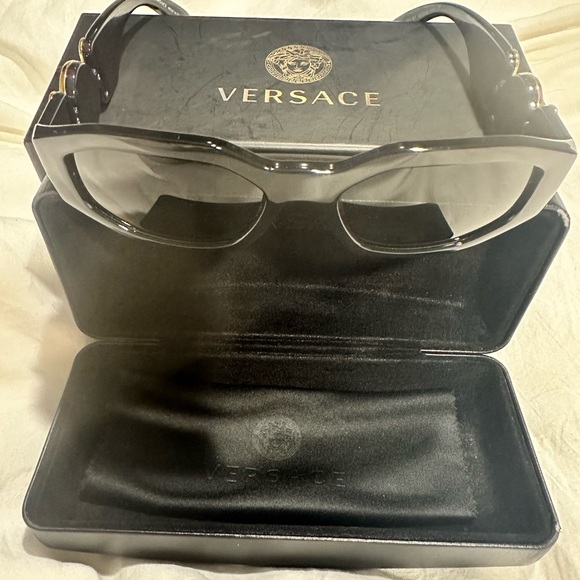 Versace Black and Gold Bold Frame Glasses - Picture 1 of 6